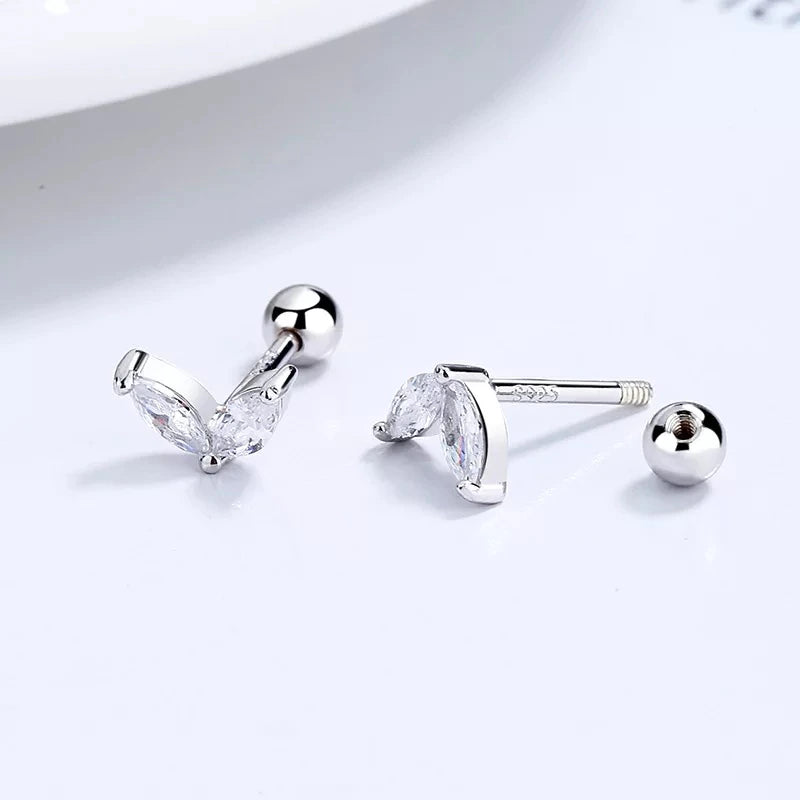 2PC Stainless Steel Little Huggies Hoop Earrings for Women Tiny Crystal Zirconia Pendant Cartilage Earrings Piercing Jewelry