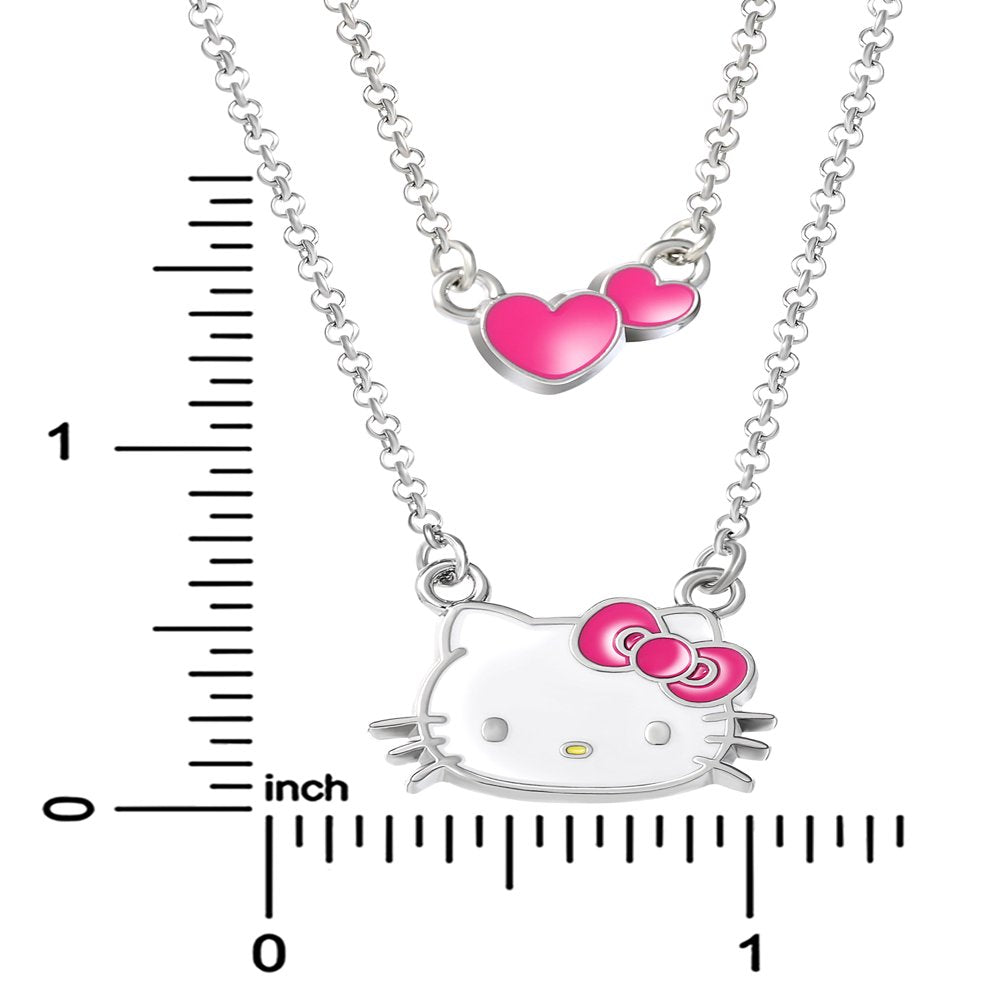 Girls Enamel Hearts Double Necklace Set