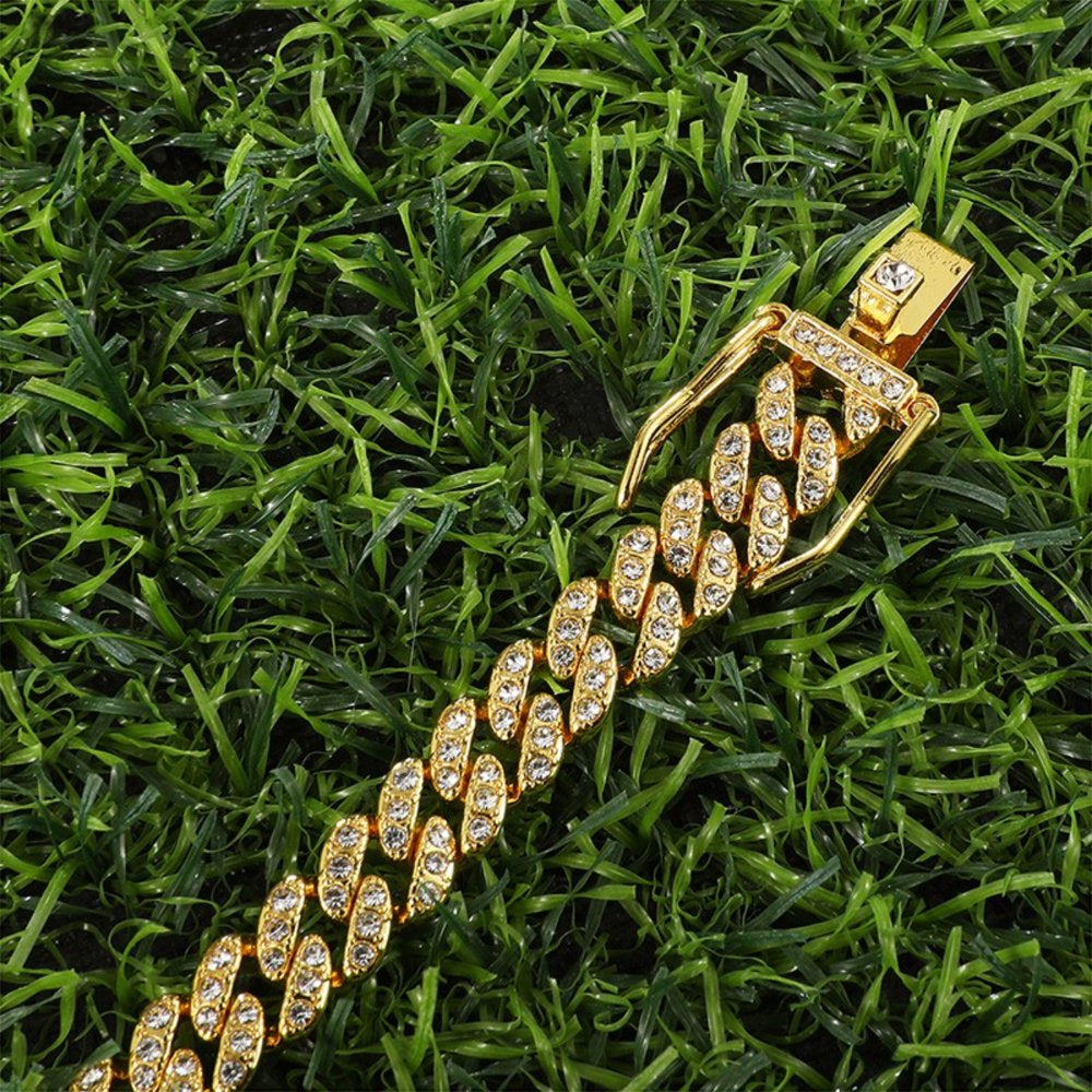 Male Zircon Cuban Chain Necklaces for Men Women Hip Hop Gold Plated Teen Jewelry 8MM 20Inch