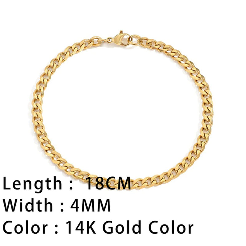 Classic Snake Chain Bracelets for Women Trend Gold Plated Stainless Steel Cuban Chain Bracelet Trendy Woman Gifts Jewelry