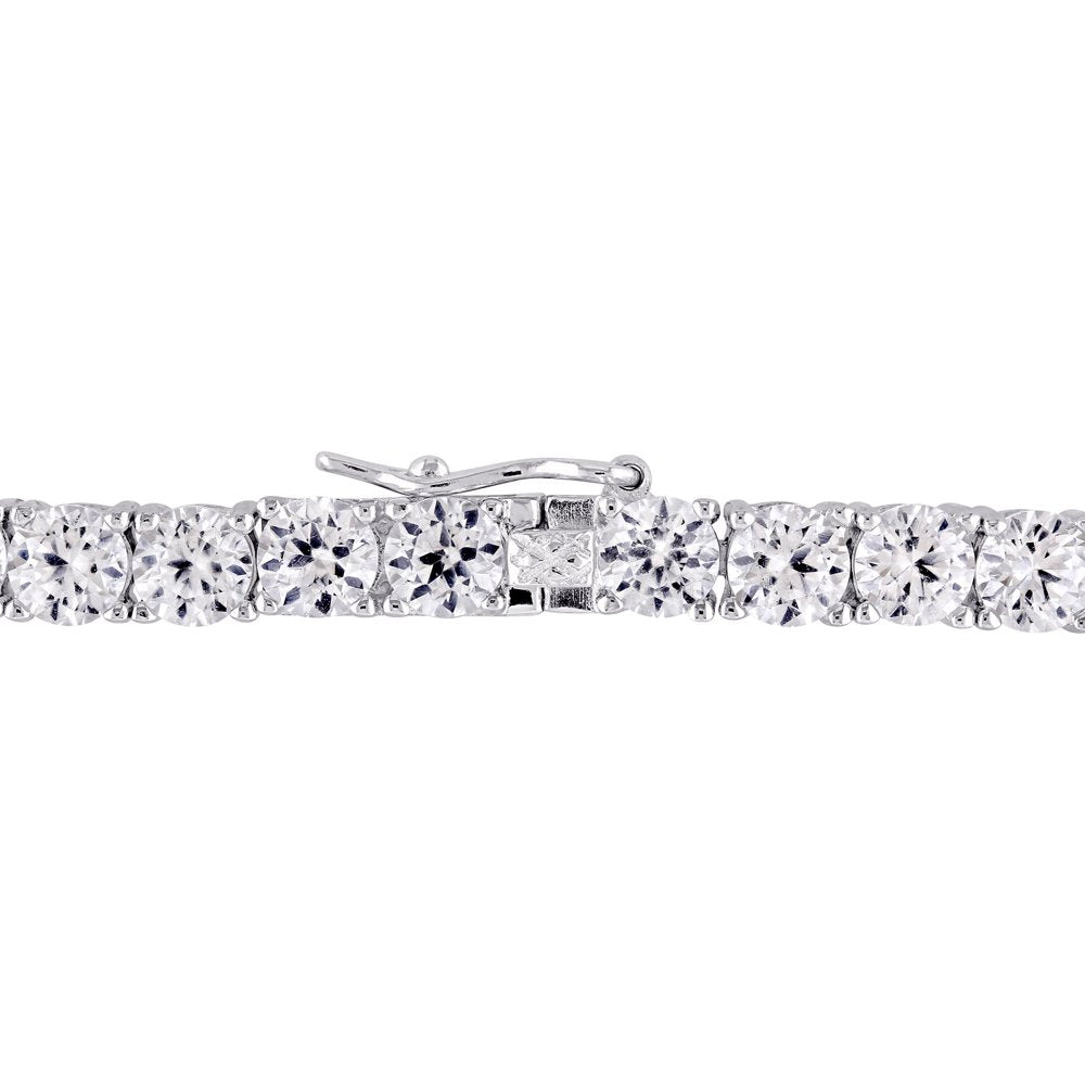 Women'S 14-1/4 Carat T.G.W. Created White Sapphire Sterling Silver Tennis Bracelet