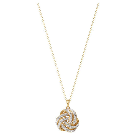 Brilliance Love Knot 18K Gold Crystal Pendant and Earring Set