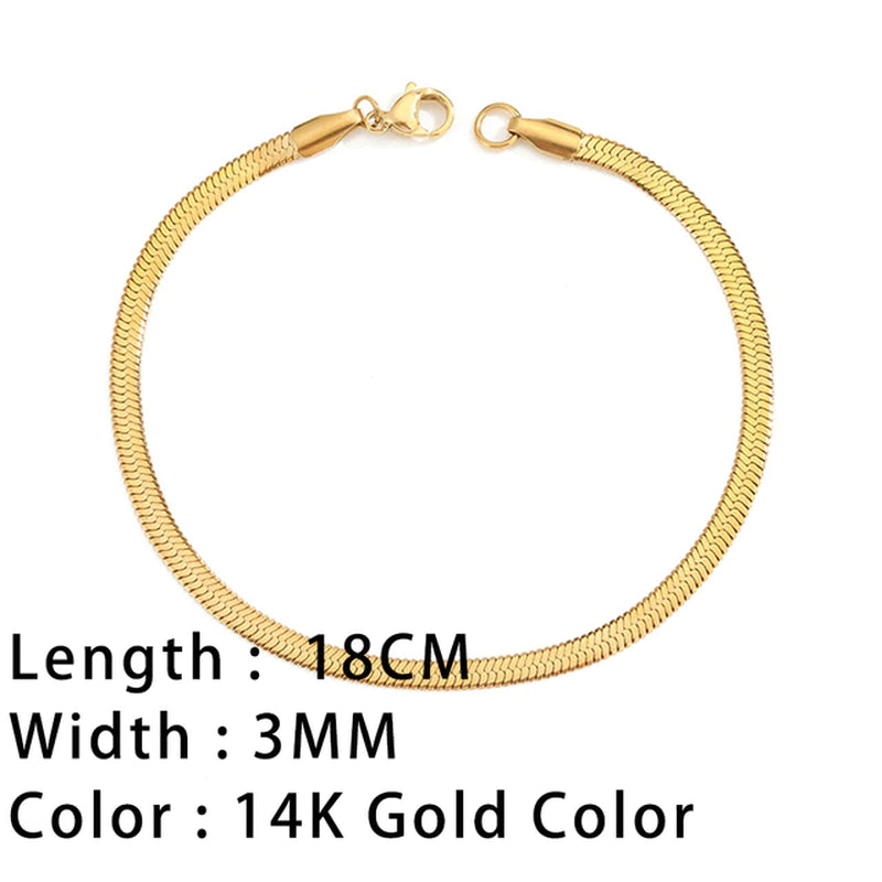 Classic Snake Chain Bracelets for Women Trend Gold Plated Stainless Steel Cuban Chain Bracelet Trendy Woman Gifts Jewelry