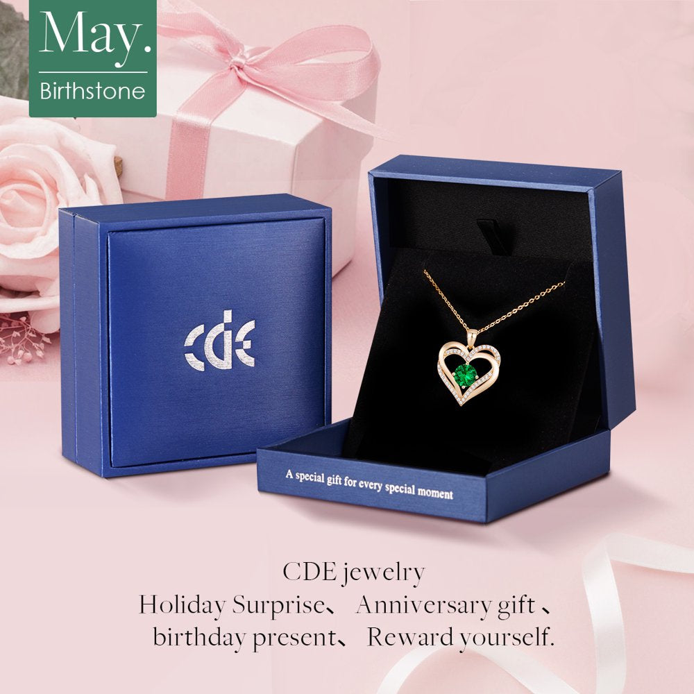 Love Heart Pendant Necklaces for Women 925 Sterling Silver with Birthstone Zirconia Rose Gold Diamond Anniversary Jewelry Best Gift Ideas for Women Fine Packing Gift Box