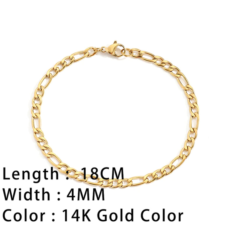 Classic Snake Chain Bracelets for Women Trend Gold Plated Stainless Steel Cuban Chain Bracelet Trendy Woman Gifts Jewelry