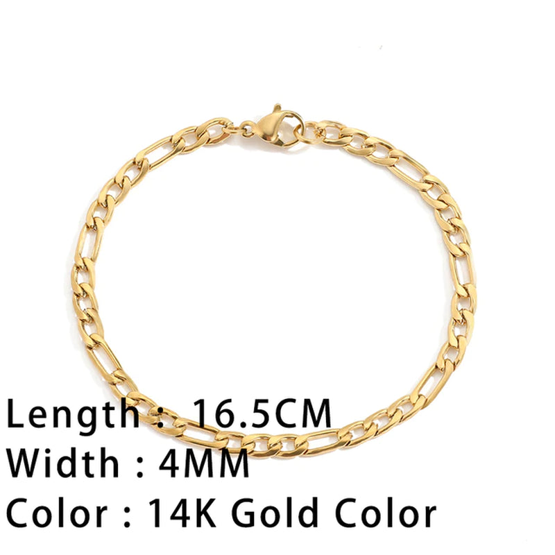 Classic Snake Chain Bracelets for Women Trend Gold Plated Stainless Steel Cuban Chain Bracelet Trendy Woman Gifts Jewelry