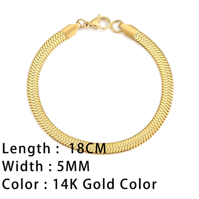 Classic Snake Chain Bracelets for Women Trend Gold Plated Stainless Steel Cuban Chain Bracelet Trendy Woman Gifts Jewelry